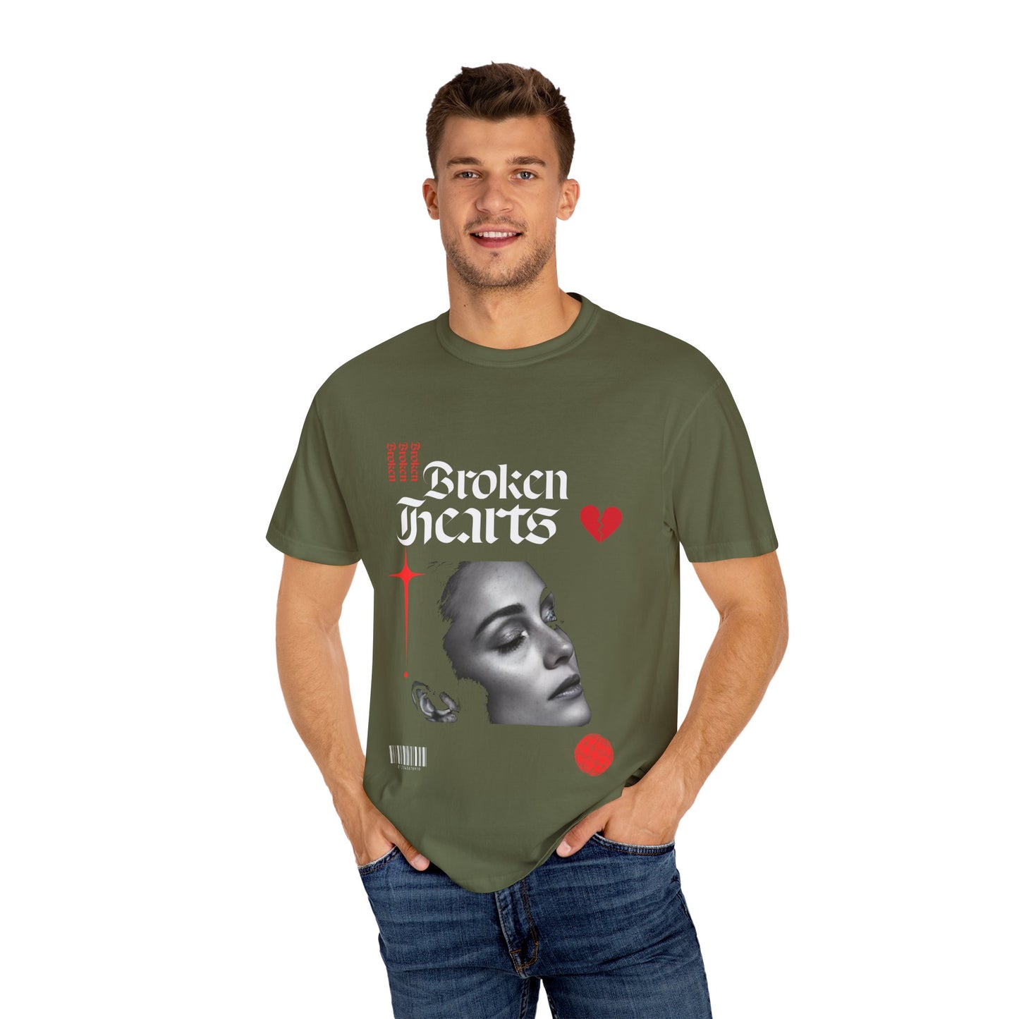 Broken Hearts Unisex Garment-Dyed T-Shirt - Trendy Graphic Tee for Casual Looks