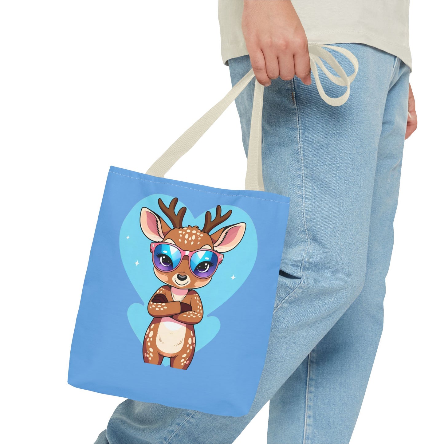 Whimsical Deer Tote Bag, Cute Animal Bag, Eco-Friendly Shopper, Adventurer Gift, Kids Bag, Animal Lover Gift, Cartoon Design