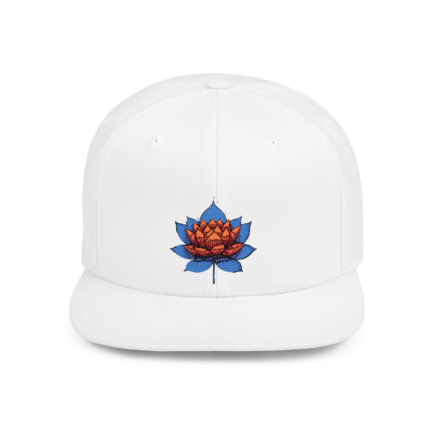 Lotus Flower Flat Bill Snapback Cap - Stylish & Versatile