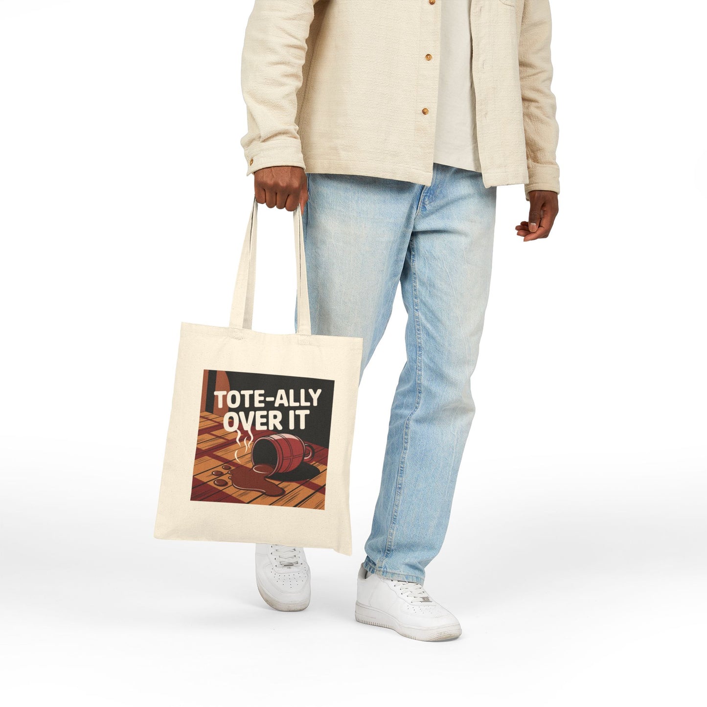 Funny Cotton Canvas Tote Bag - Tote-ally Over It - Eco-friendly, Shopping, Beach, Gift