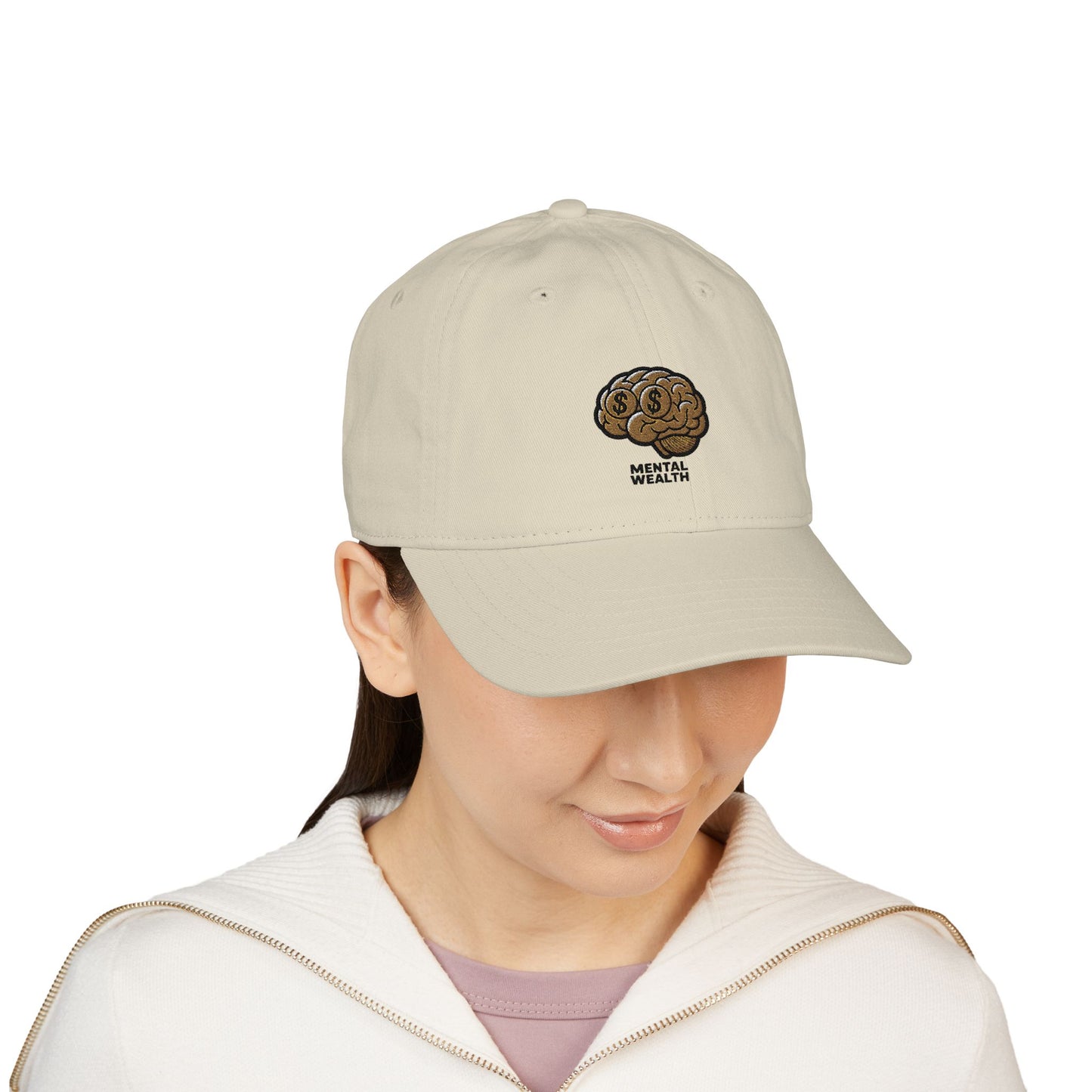 Organic Baseball Cap - Mental Wealth Embroidery, Adjustable Hat for Comfort, Eco-friendly Gift, Casual Style, Ideal for Outdoor Adventures