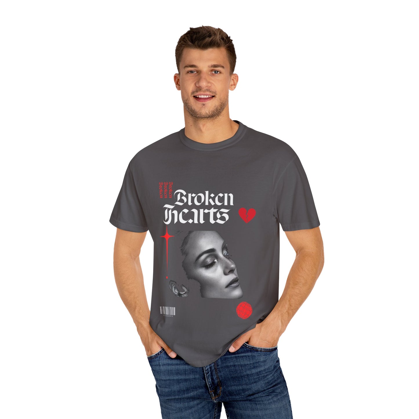 Broken Hearts Unisex Garment-Dyed T-Shirt - Trendy Graphic Tee for Casual Looks