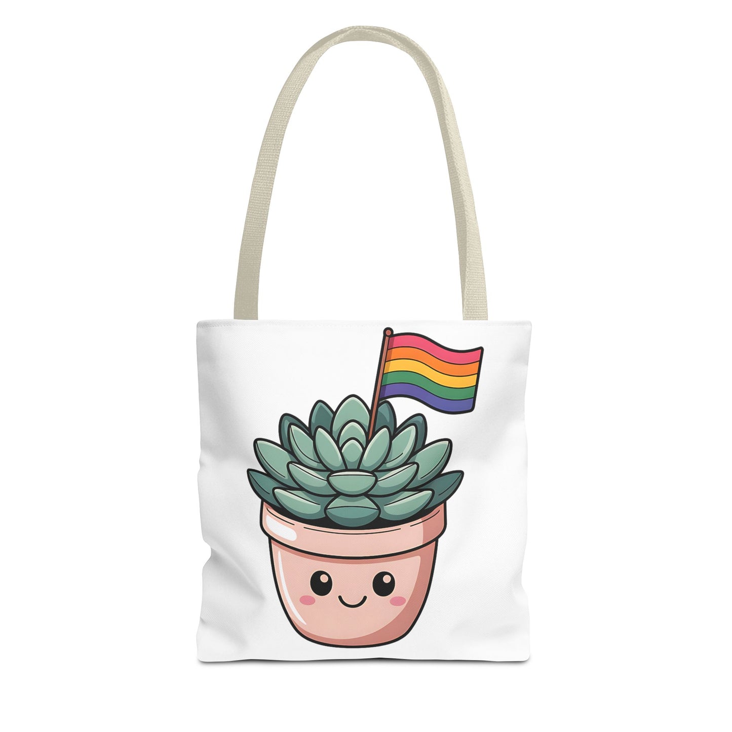 Cute Succulent Tote Bag with Rainbow Flag - Perfect for Pride Events