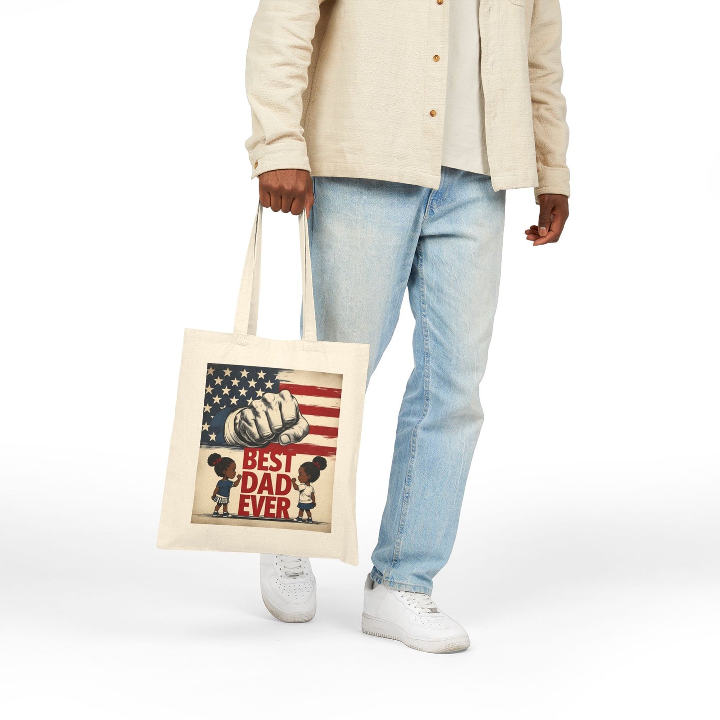 Best Dad Ever Cotton Canvas Tote Bag | Perfect for Father's Day, Dad Gift, Eco-Friendly Shopping, Family Outings, Everyday Use