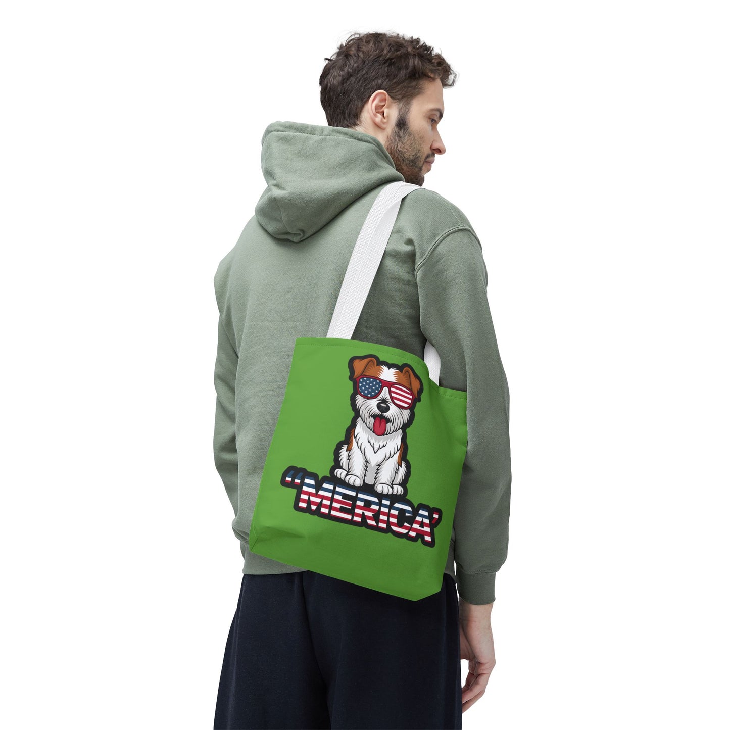 Patriotic Dog Tote Bag - Perfect for Dog Lovers, Fourth of July, Beach Trips, and Everyday Use, Cute Pet Lover Gift, AOP Design