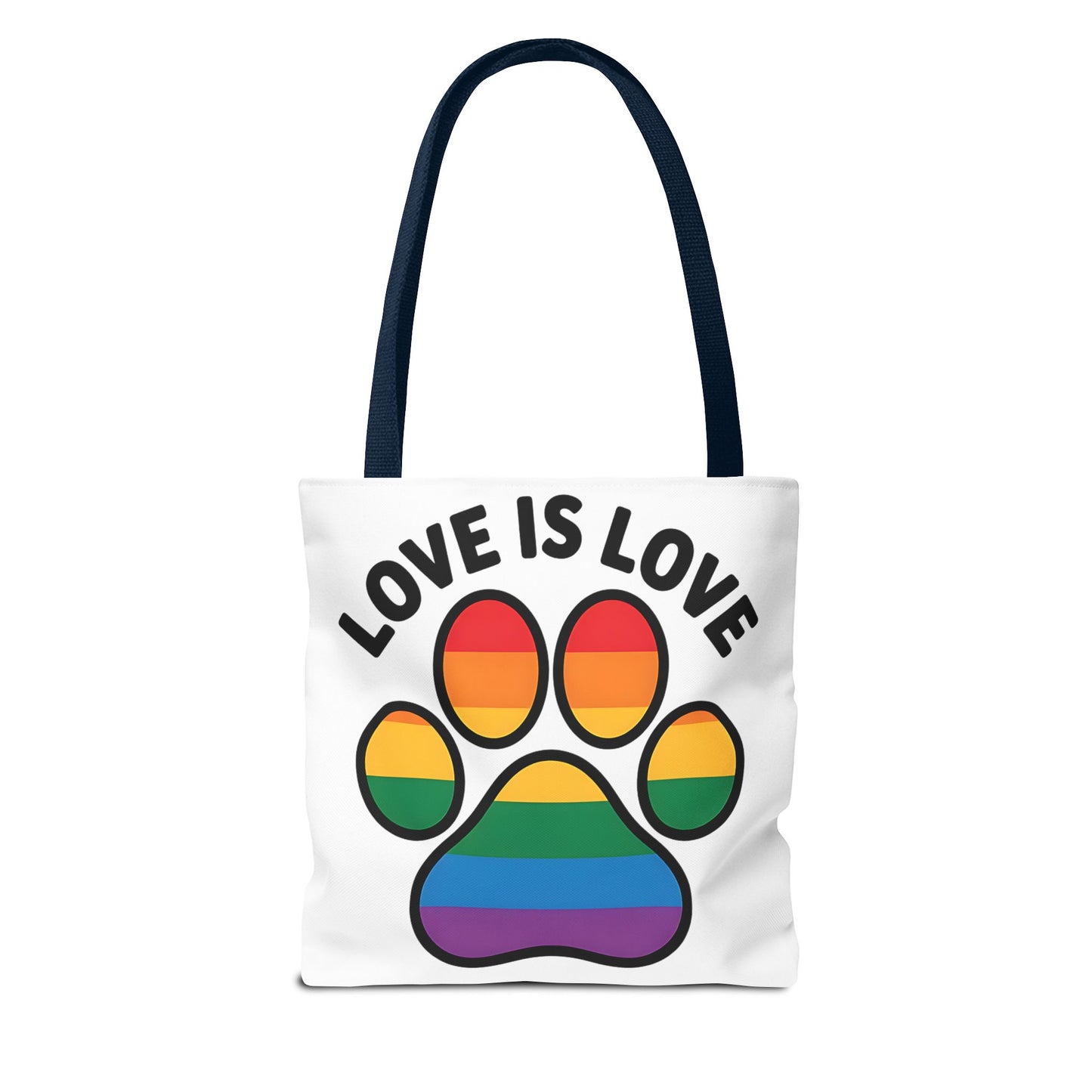 Pride Love Is Love Tote Bag – Colorful Paw Print Design