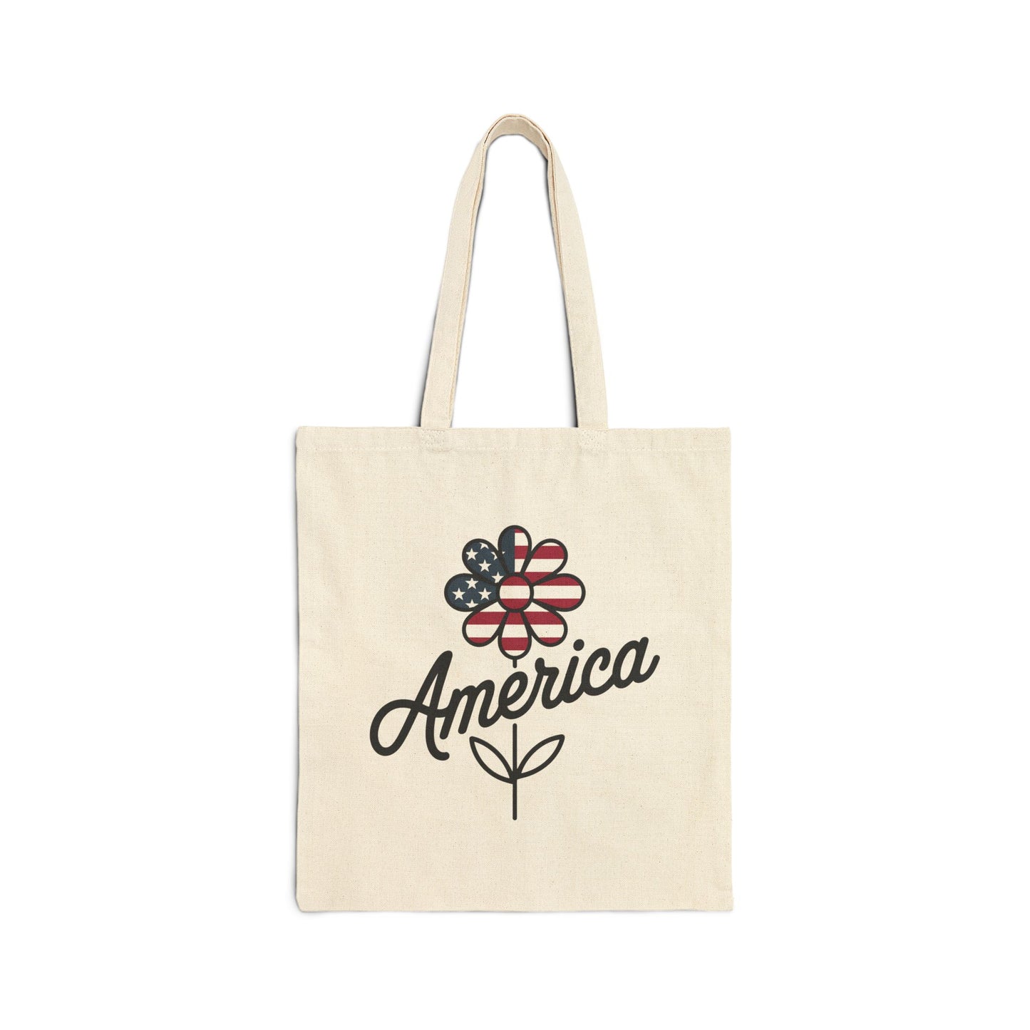 Patriotic Floral Cotton Canvas Tote Bag, Shopping Bag, Beach Bag, Gift for Her, USA Pride, Fourth of July, Americana Decor