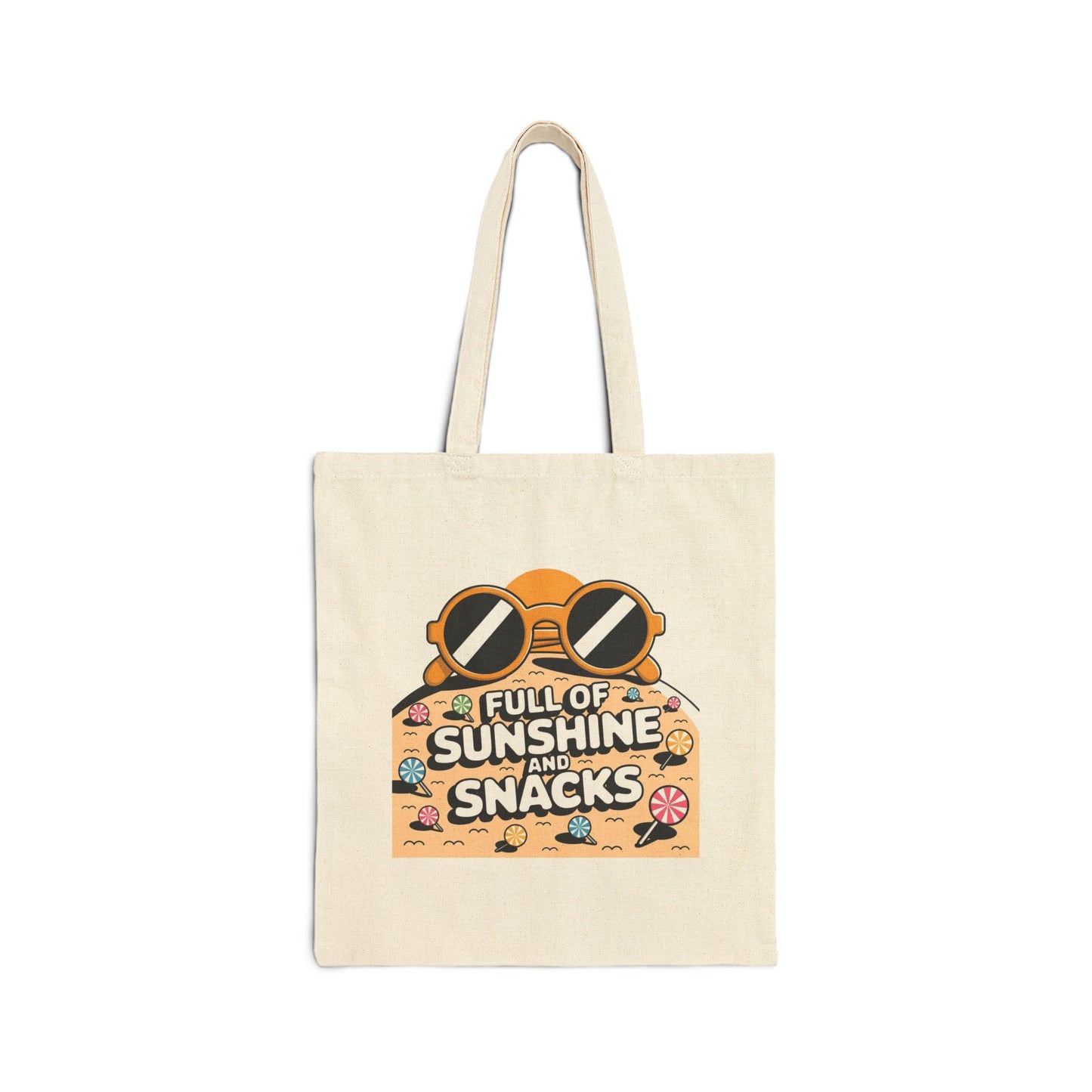 Sunny Snacks Cotton Canvas Tote Bag | Beach Bag, Grocery Tote, Summer Accessory, Gift for Food Lovers, Eco-Friendly Shopping Bag