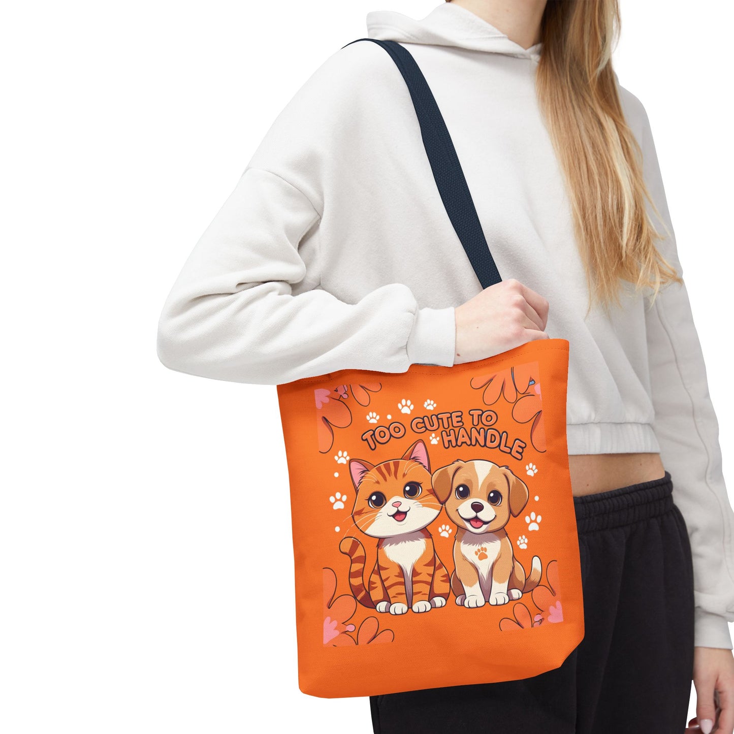 Adorable Pet Lovers Tote Bag, Cute Cat and Dog Design, Perfect Gift for Animal Lovers, Everyday Carry, Pet Adoption Day