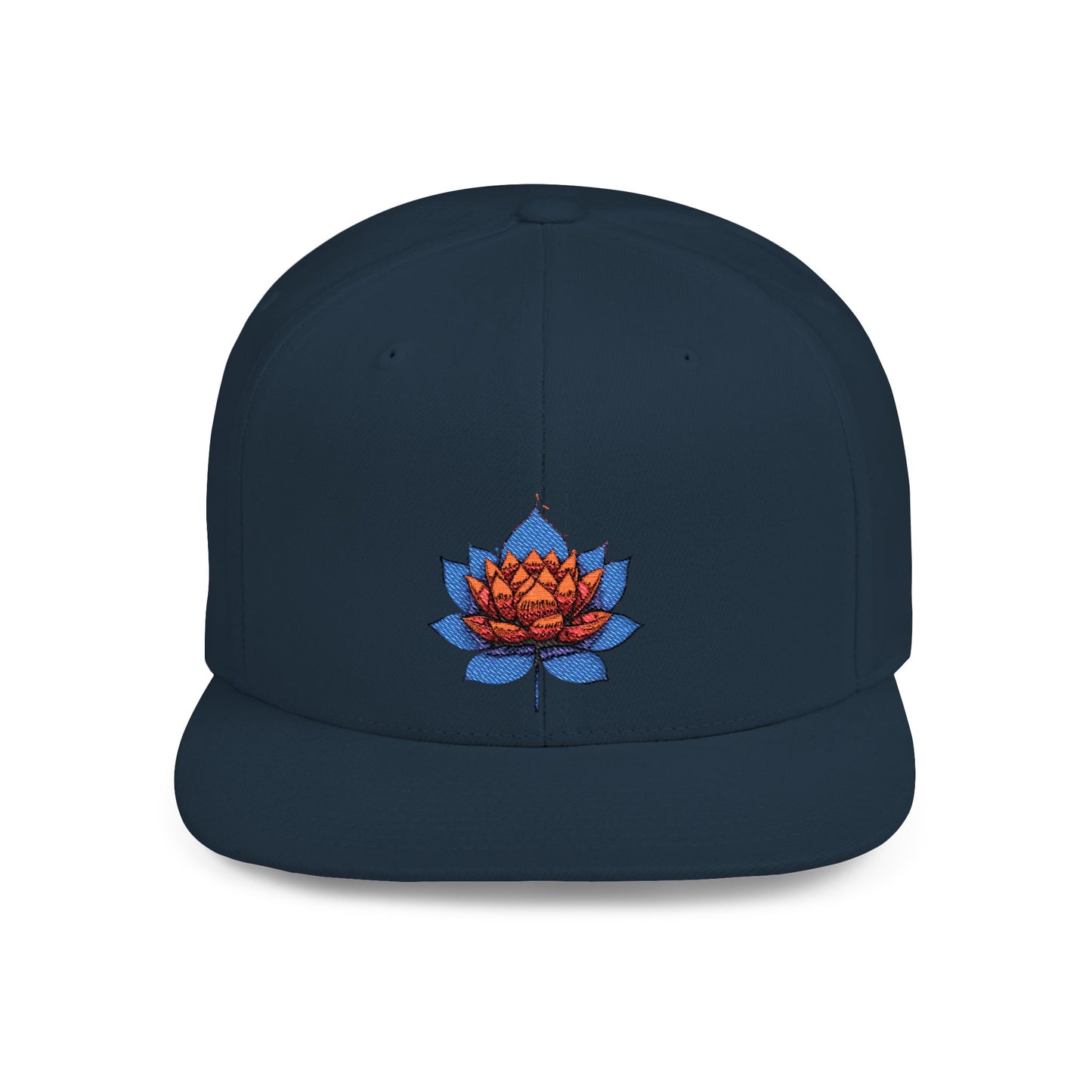 Lotus Flower Flat Bill Snapback Cap - Stylish & Versatile