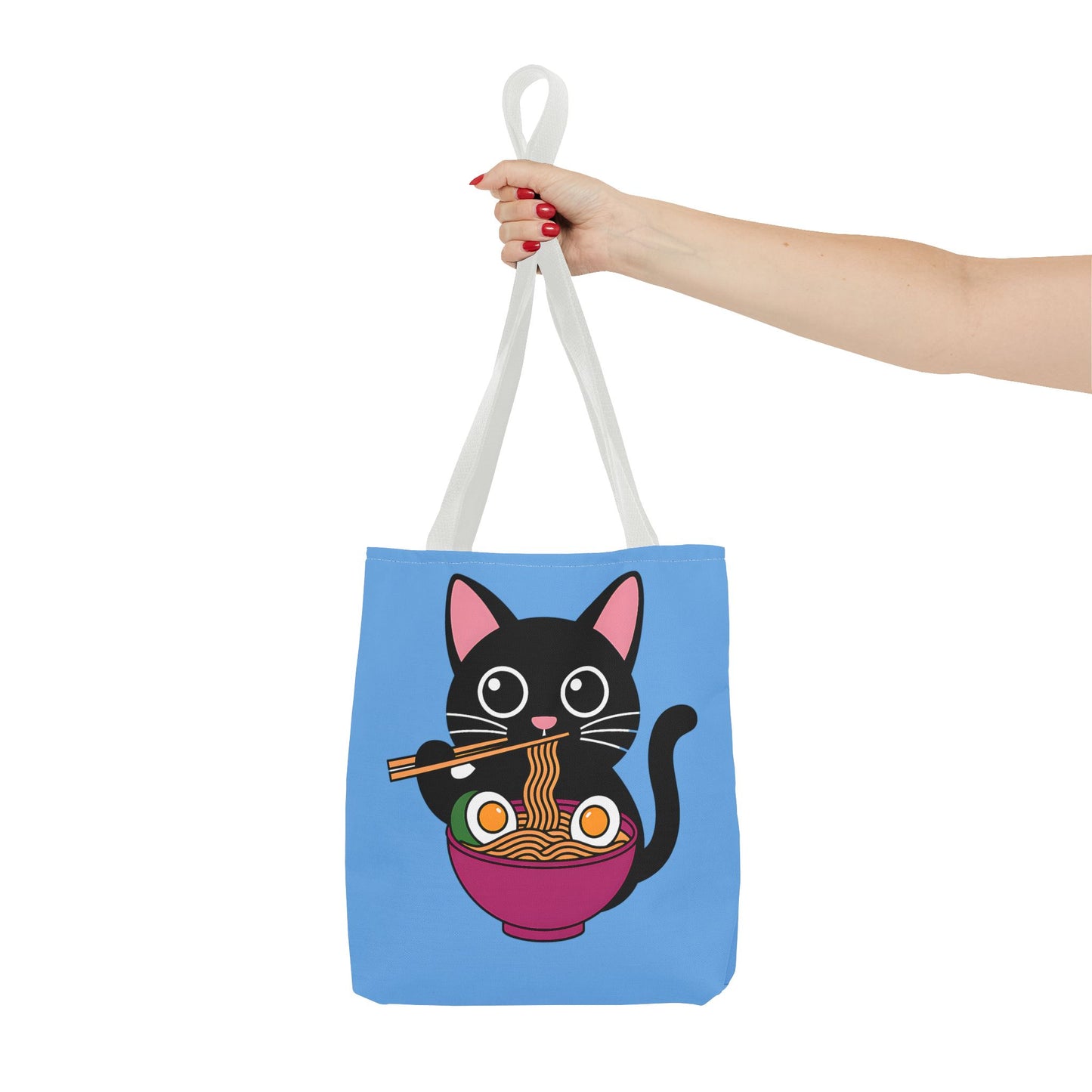 Cute Cat Noodle Tote Bag | Animal Lover Gift, Beach Bag, Shopping Tote, Foodie Accessory, Pet Lover's Bag