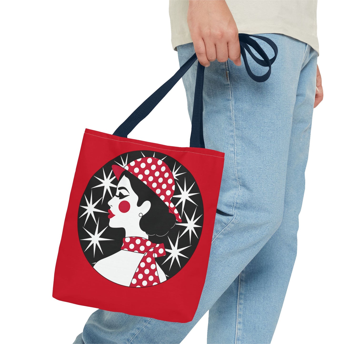 Vintage Glamour Tote Bag - Retro Fashion, Stylish Handbag, Gift for Her, Everyday Use, Polka Dot Design