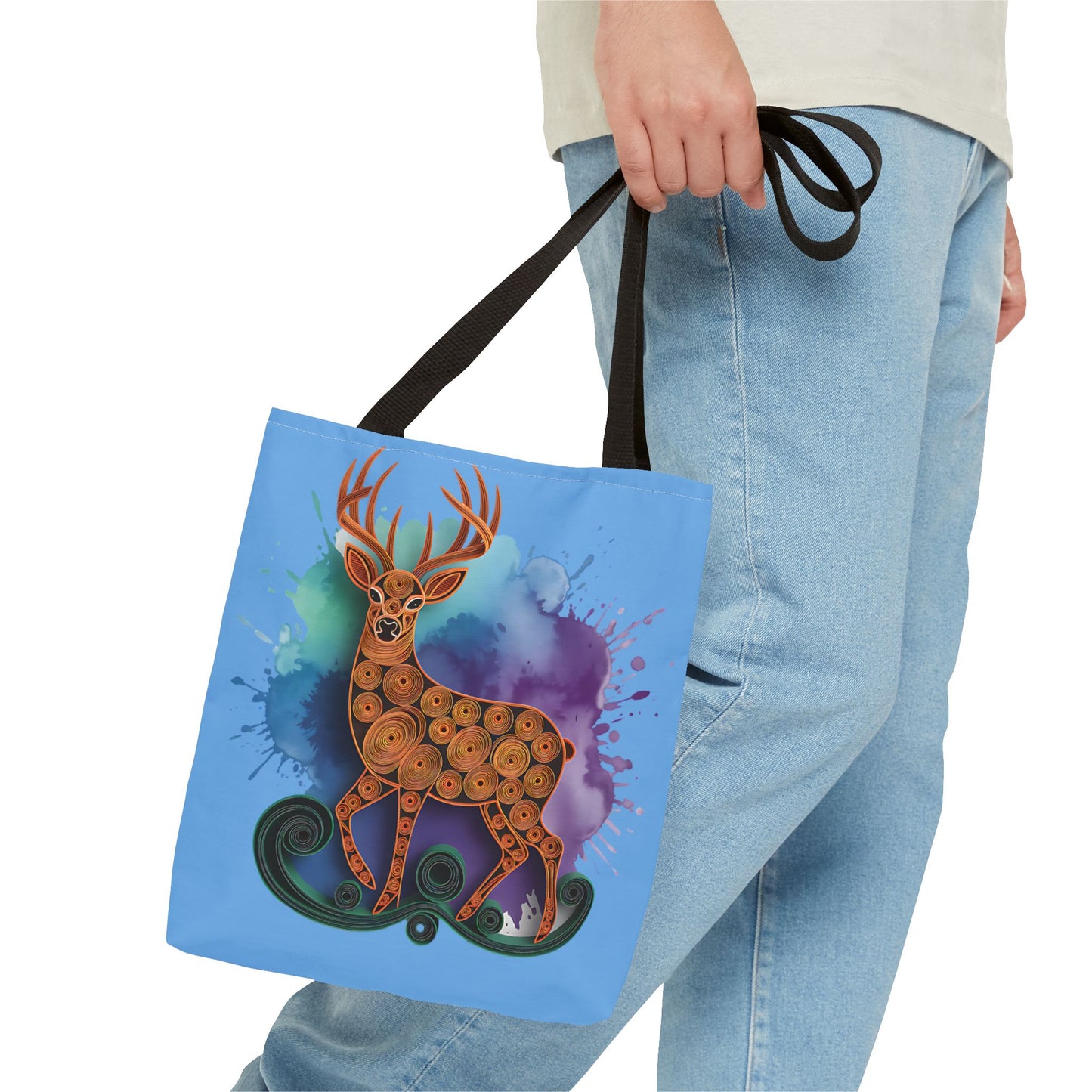 Bohemian Deer Tote Bag, Eco-Friendly Shopping Bag, Colorful Canvas Shoulder Bag, Gift for Nature Lovers, Unique Reusable Tote