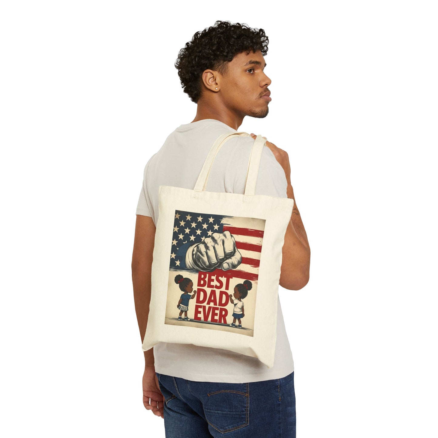 Best Dad Ever Cotton Canvas Tote Bag | Perfect for Father's Day, Dad Gift, Eco-Friendly Shopping, Family Outings, Everyday Use