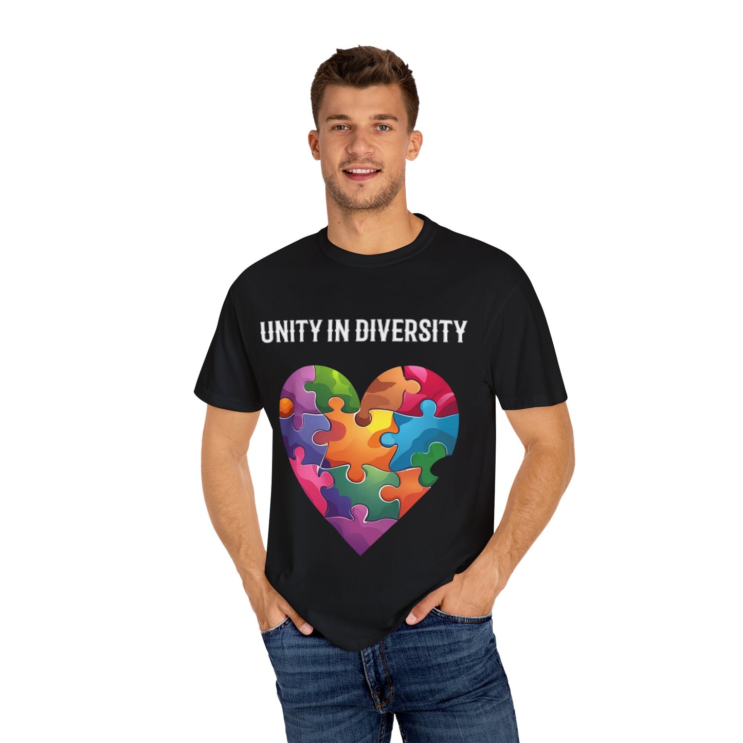 Unity in Diversity T-Shirt, Unisex Graphic Tee, Puzzle Heart Design, LGBTQ+ Pride Wear, Gift for Friends, Rainbow Colors