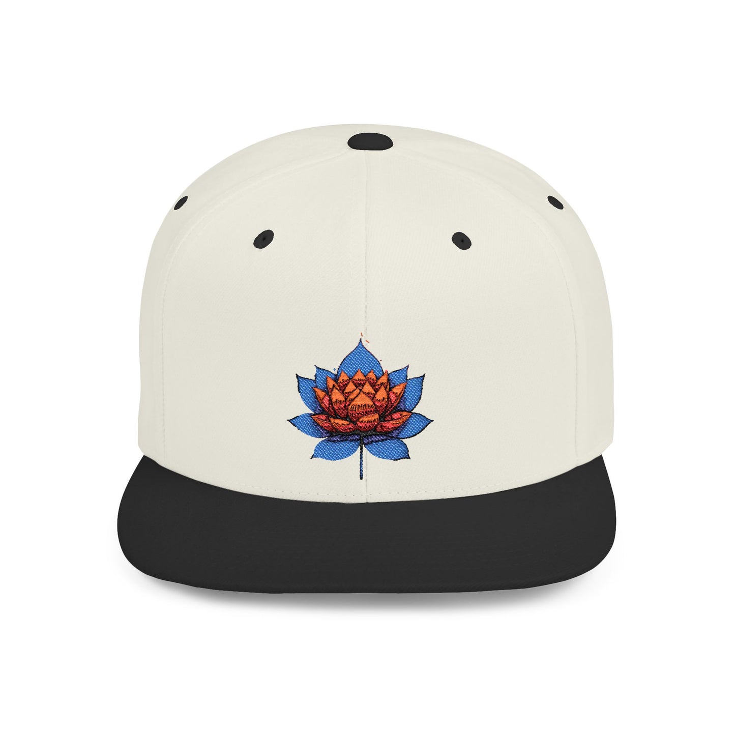 Lotus Flower Flat Bill Snapback Cap - Stylish & Versatile