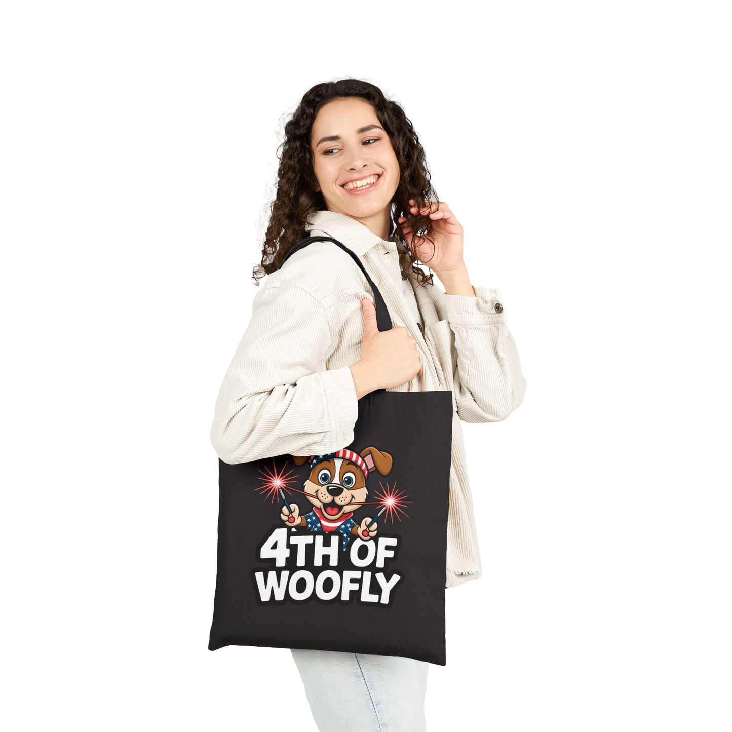 Patriotic Dog-Themed Cotton Canvas Tote Bag, 4th of July Shopping Bag, Cute Pet Lover Gift, Summer Totes, Eco-Friendly Bags