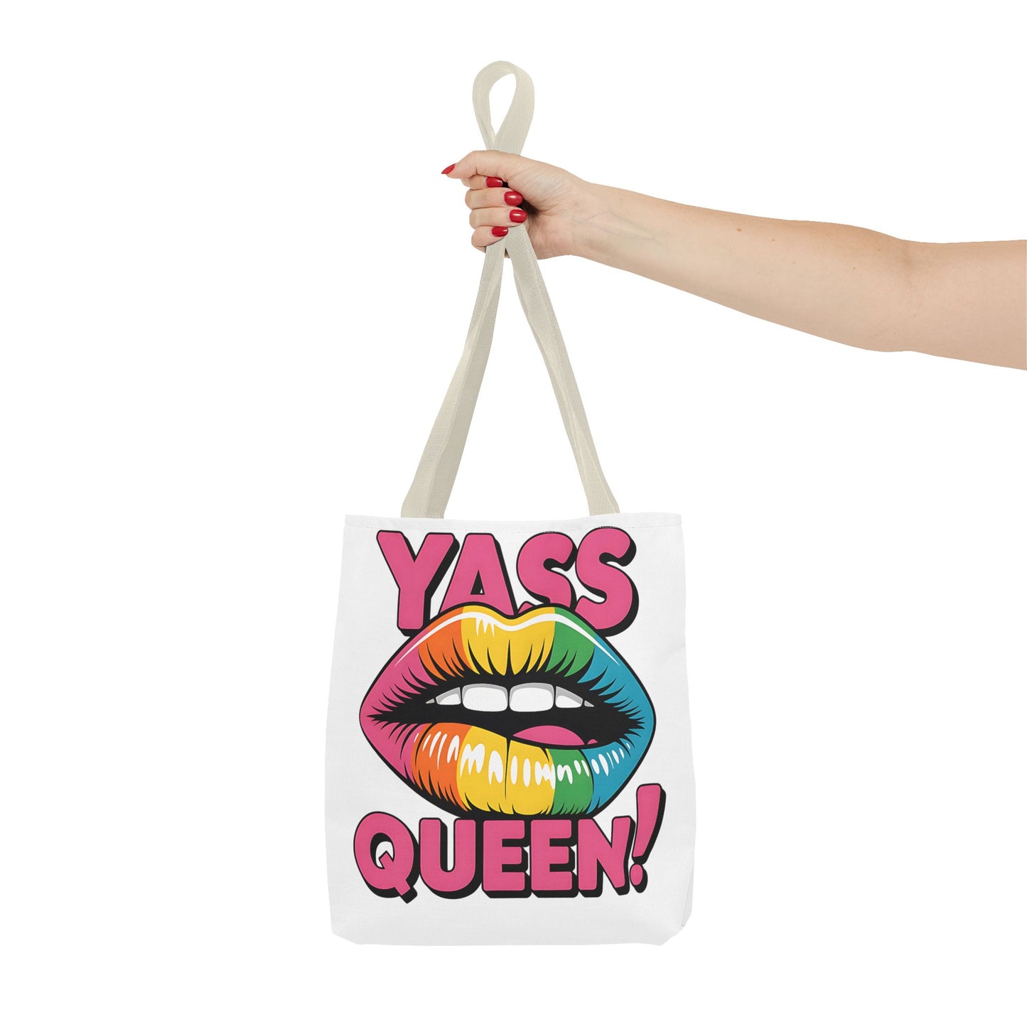 Yass Queen Tote Bag - Rainbow Lips Design for LGBTQ+ Pride and Empowerment
