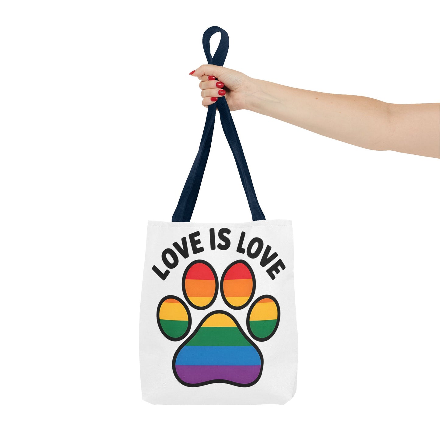 Pride Love Is Love Tote Bag – Colorful Paw Print Design