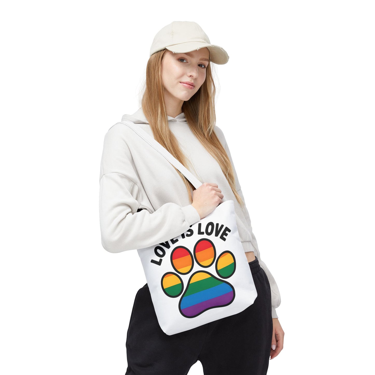 Pride Love Is Love Tote Bag – Colorful Paw Print Design