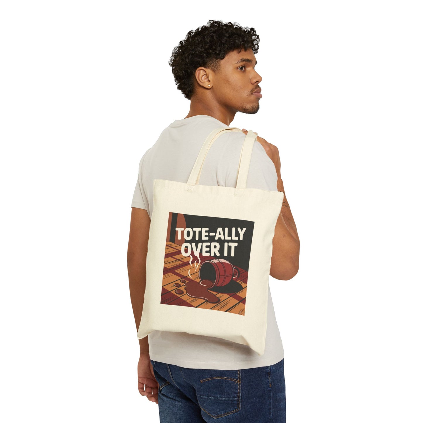 Funny Cotton Canvas Tote Bag - Tote-ally Over It - Eco-friendly, Shopping, Beach, Gift