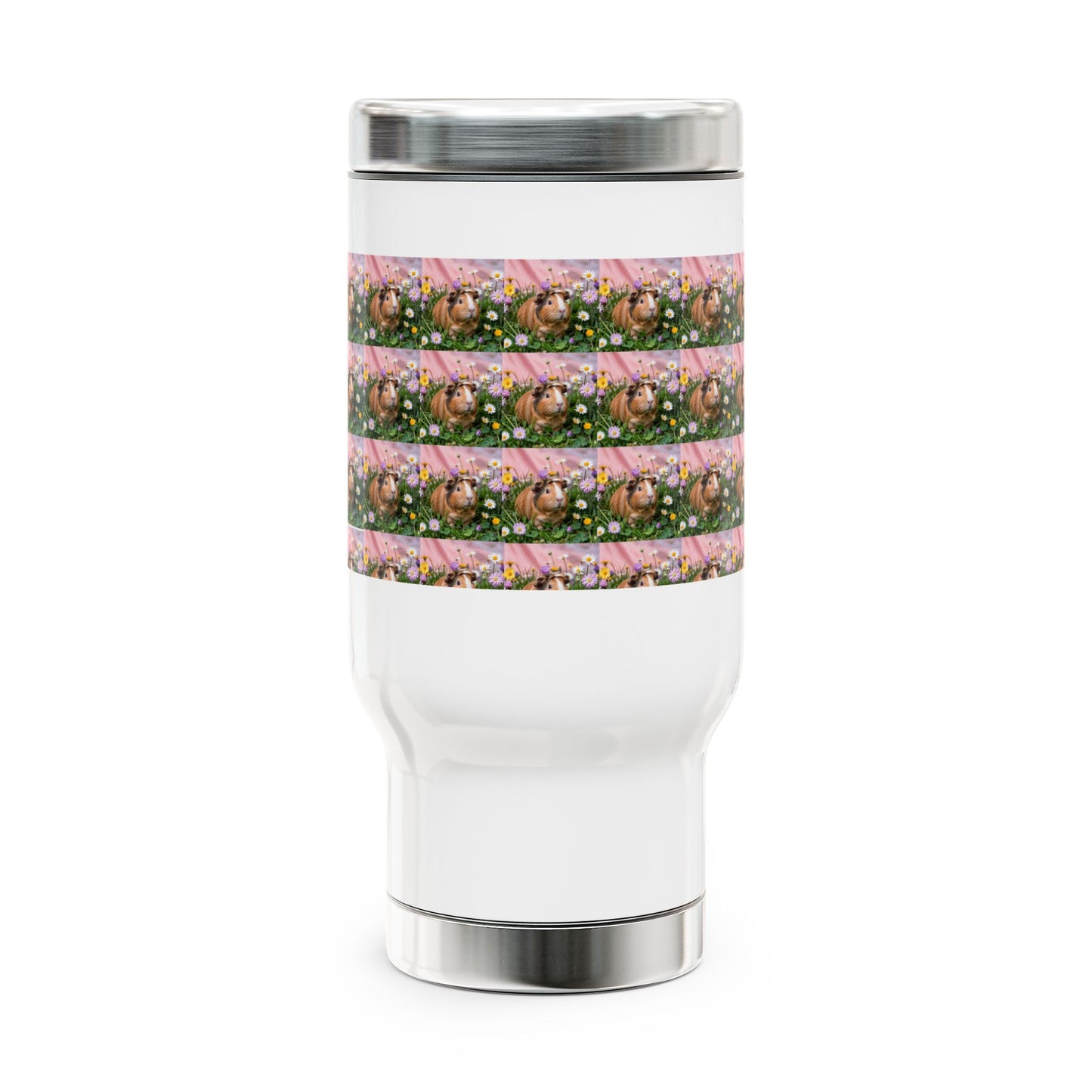 Floral Stainless Steel Travel Mug with Handle - 14oz