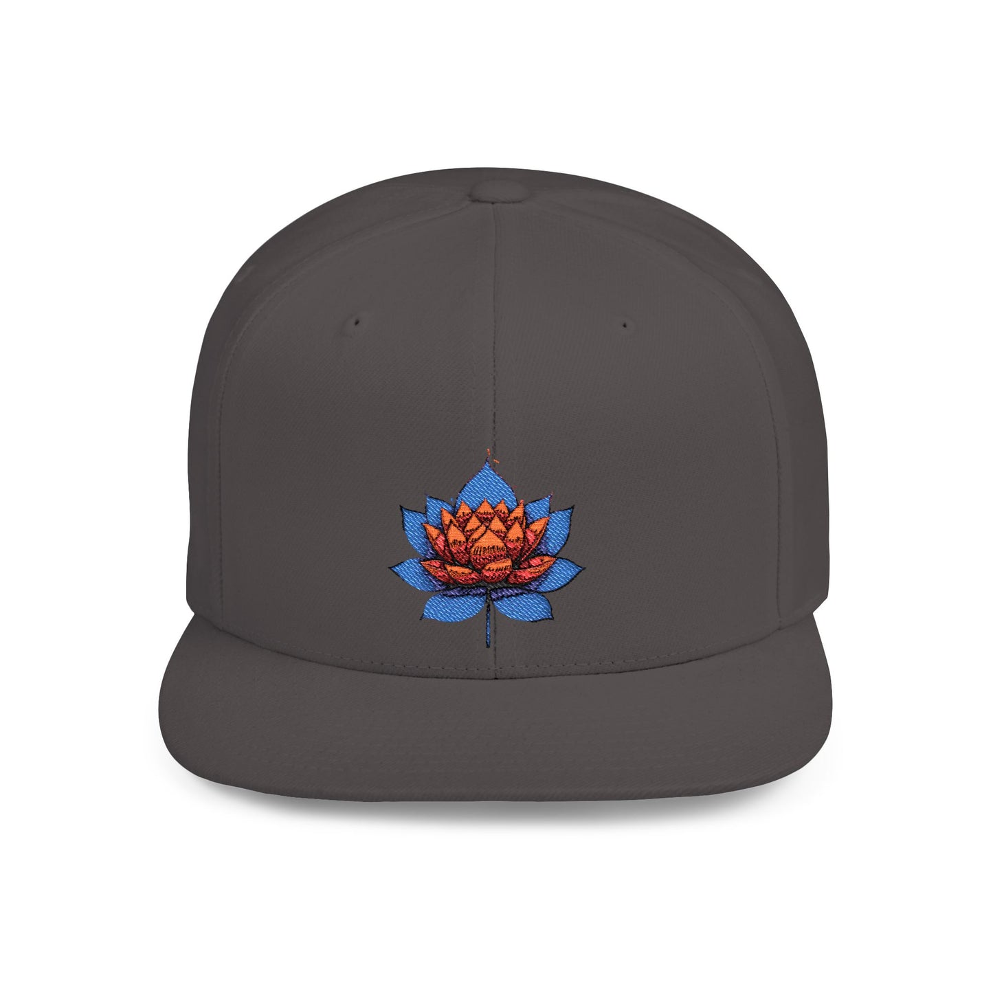 Lotus Flower Flat Bill Snapback Cap - Stylish & Versatile