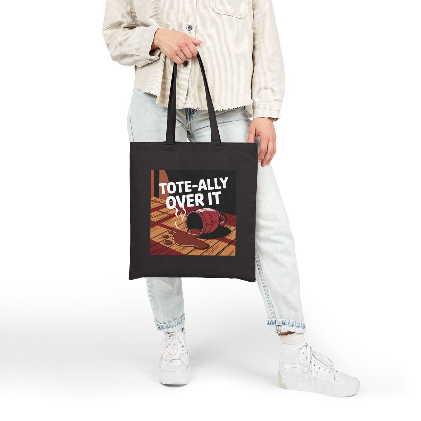 Funny Cotton Canvas Tote Bag - Tote-ally Over It - Eco-friendly, Shopping, Beach, Gift