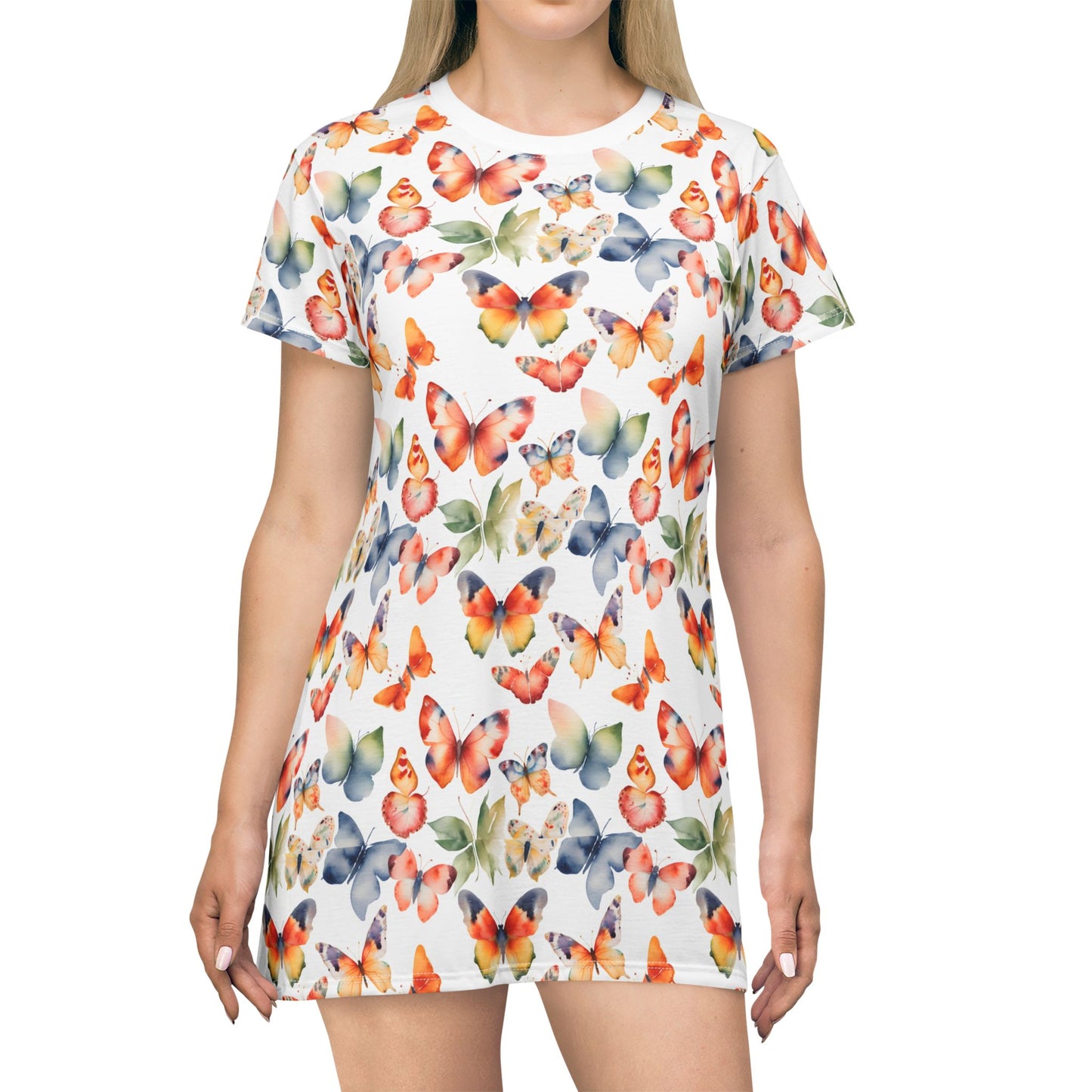 Butterfly Print T-Shirt Dress for Spring & Summer Style