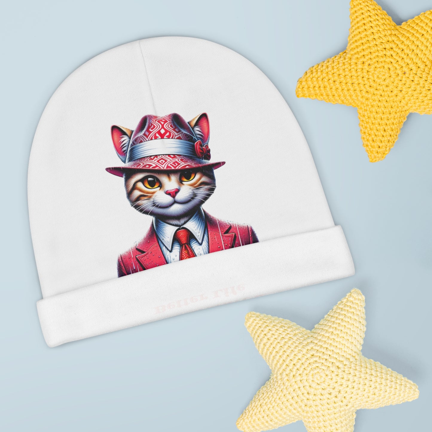 Cat-Themed Baby Beanie - "I Work Hard So My Cat Can Have a Better Life"