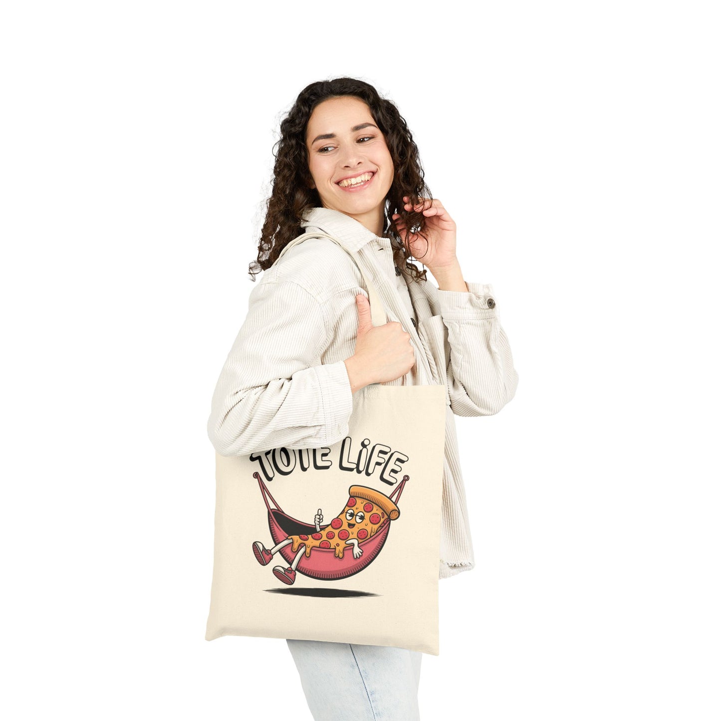 Pizza Lover's Cotton Canvas Tote Bag - Fun, Durable, Eco-Friendly Gift for Foodies, Shopping, Beach, or Grocery