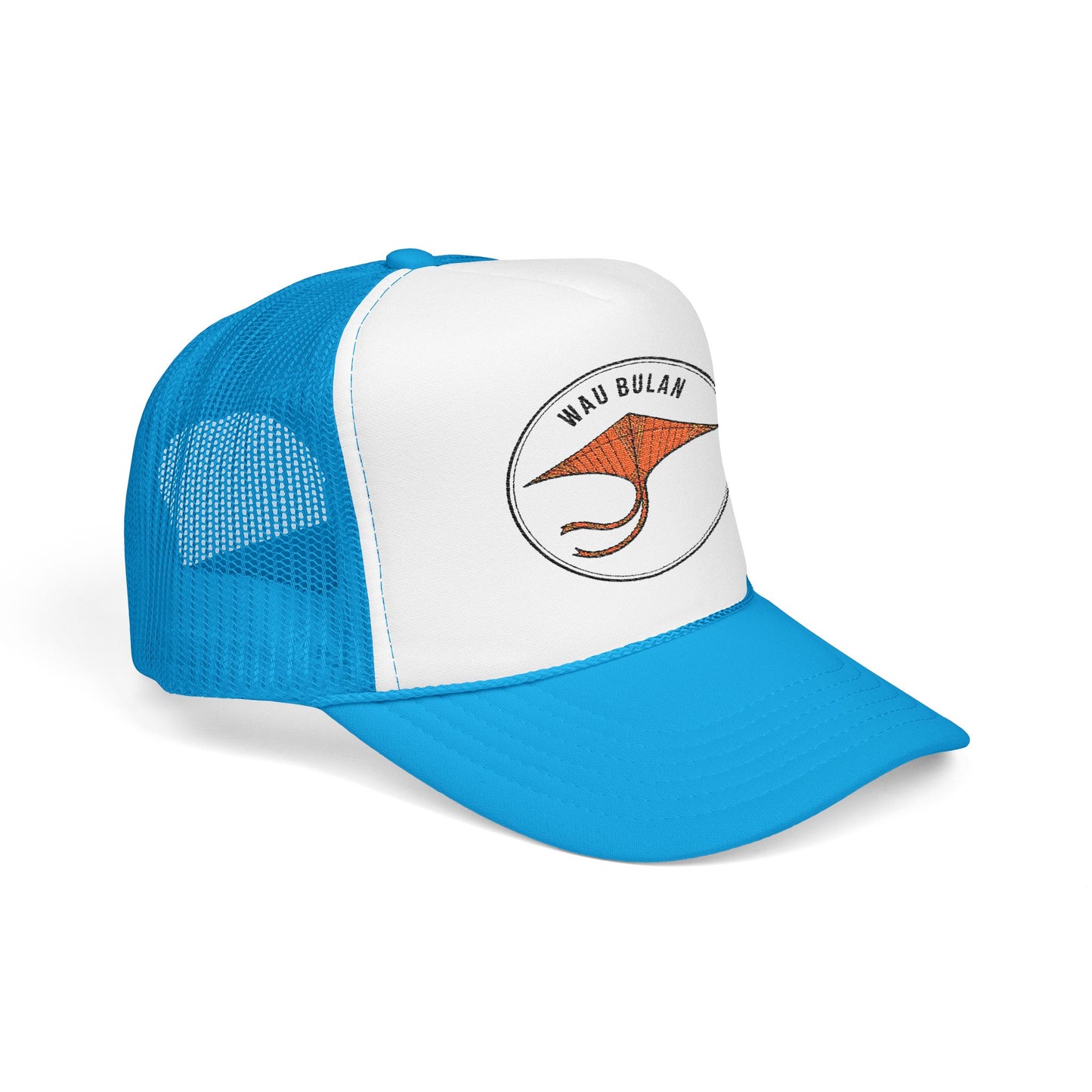 Wau Bulan Foam Trucker Hat, Custom Embroidered Cap, Beachwear, Gift for Outdoor Lovers, Fun Festival Hat