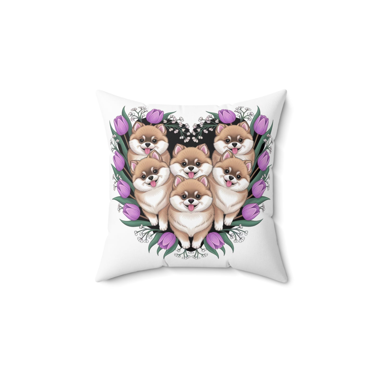 Adorable Pomeranian Floral Pillow - Perfect for Pet Lovers