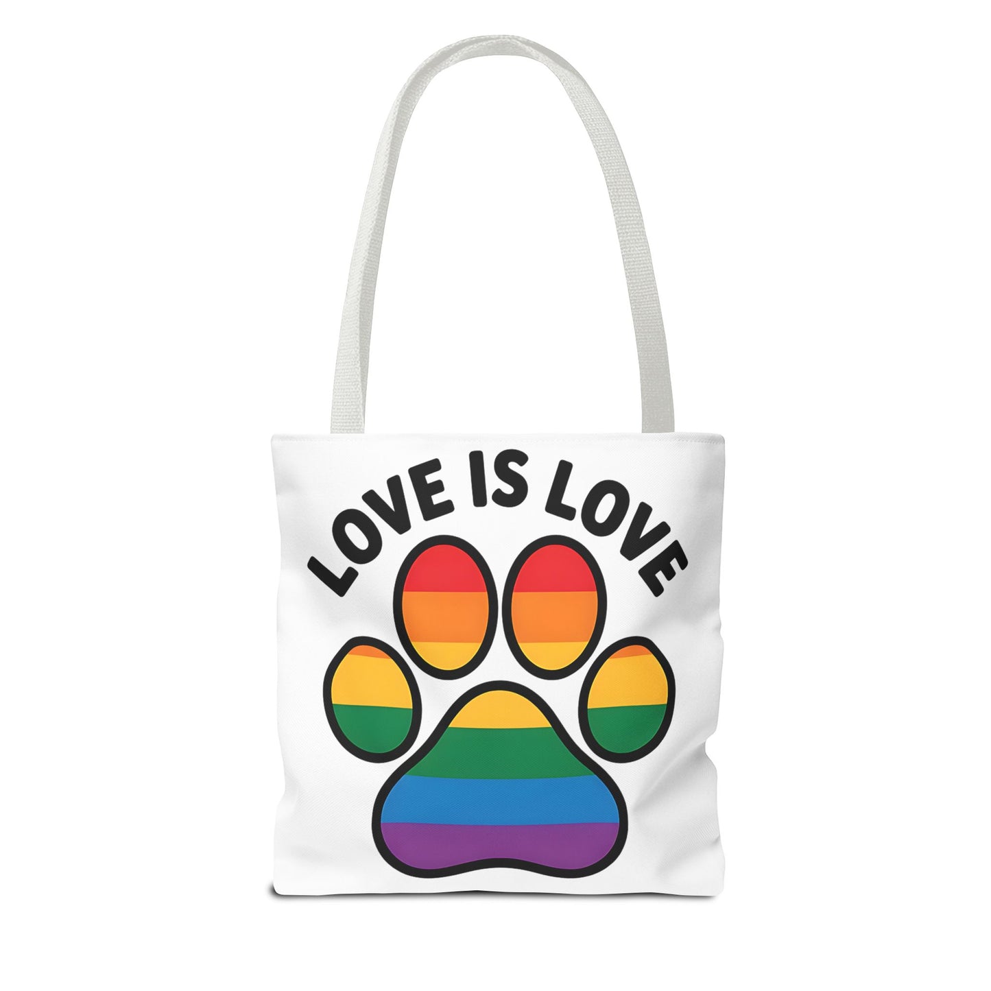 Pride Love Is Love Tote Bag – Colorful Paw Print Design