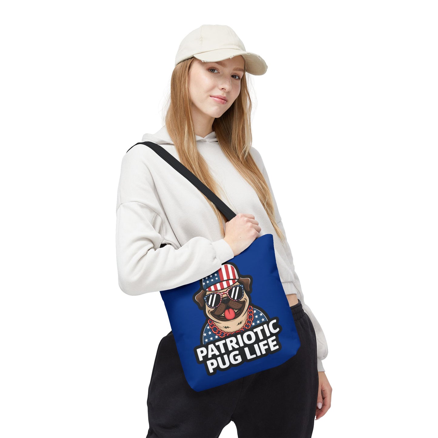 Patriotic Pug Tote Bag, Fun Dog Lover's Accessory, Perfect for Independence Day or Any Celebration