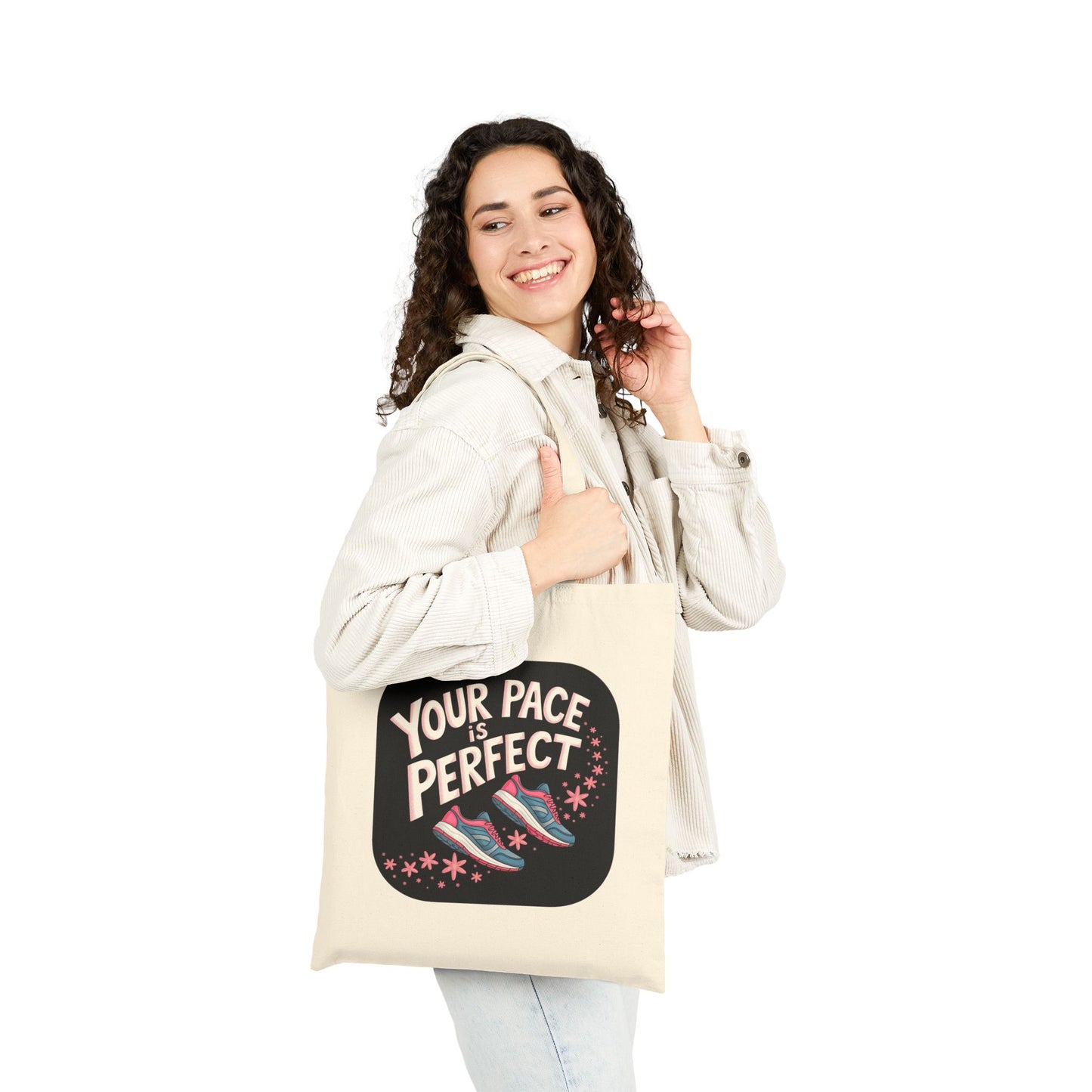 Your Pace is Perfect Tote Bag, Motivational Canvas Bag for Runners, Eco-Friendly Shopping Tote, Gym Bag, Gift for Athletes