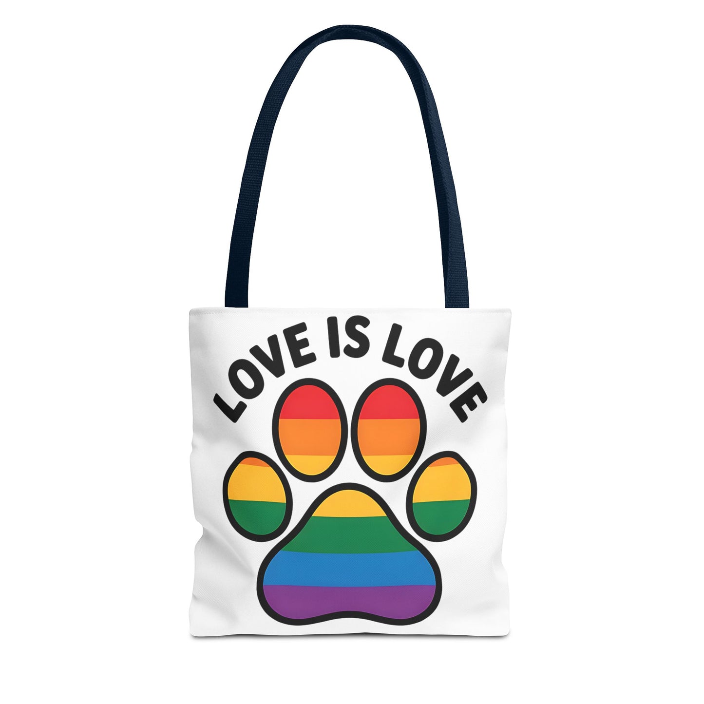 Pride Love Is Love Tote Bag – Colorful Paw Print Design
