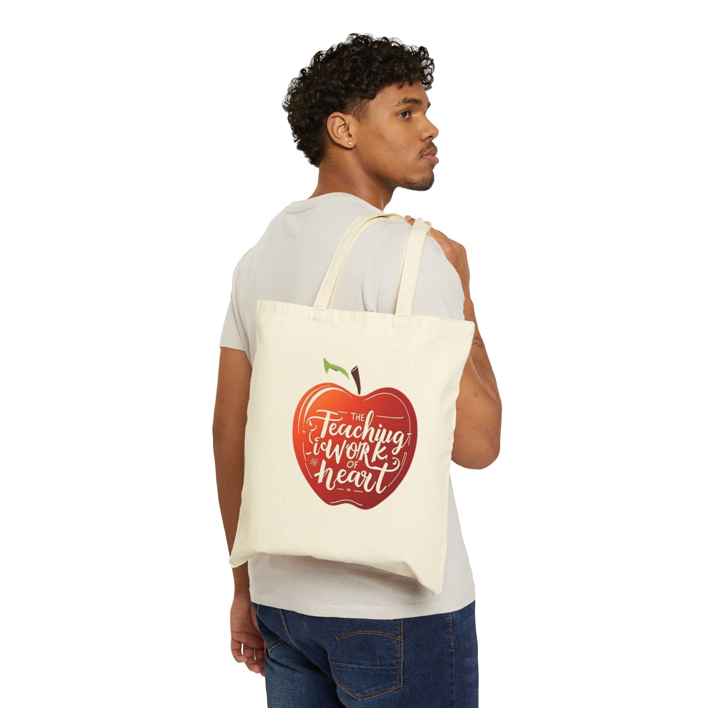 Teaching Heart Cotton Canvas Tote Bag - Perfect Gift for Educators