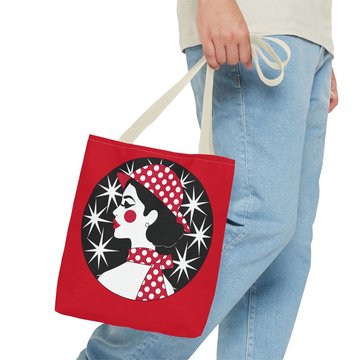 Vintage Glamour Tote Bag - Retro Fashion, Stylish Handbag, Gift for Her, Everyday Use, Polka Dot Design