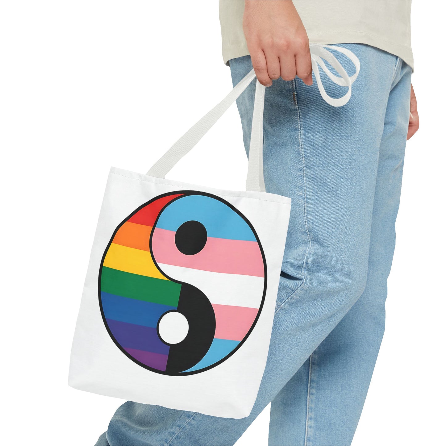 Yin Yang Pride Tote Bag - Colorful LGBTQ+ Symbol for Everyday Use