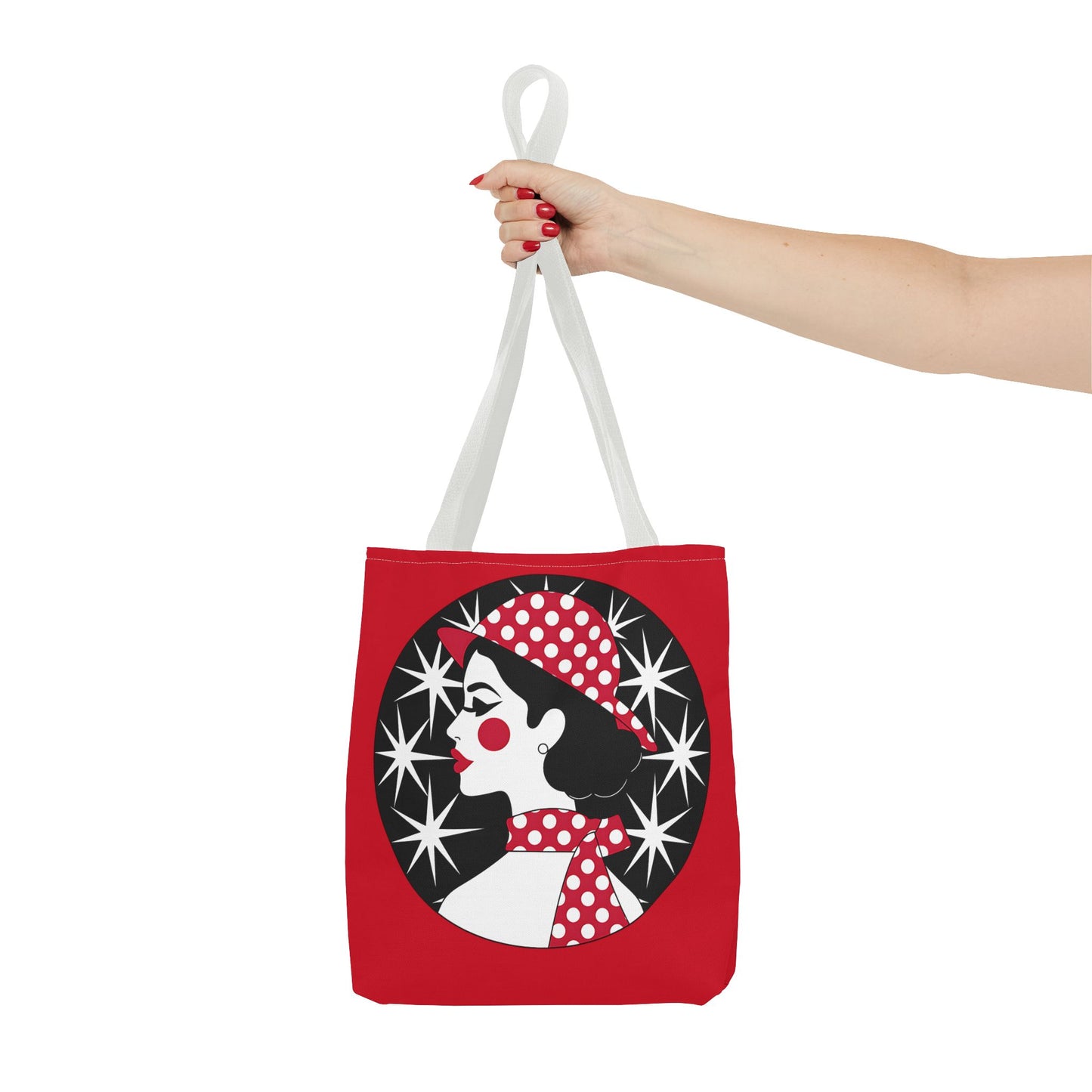 Vintage Glamour Tote Bag - Retro Fashion, Stylish Handbag, Gift for Her, Everyday Use, Polka Dot Design