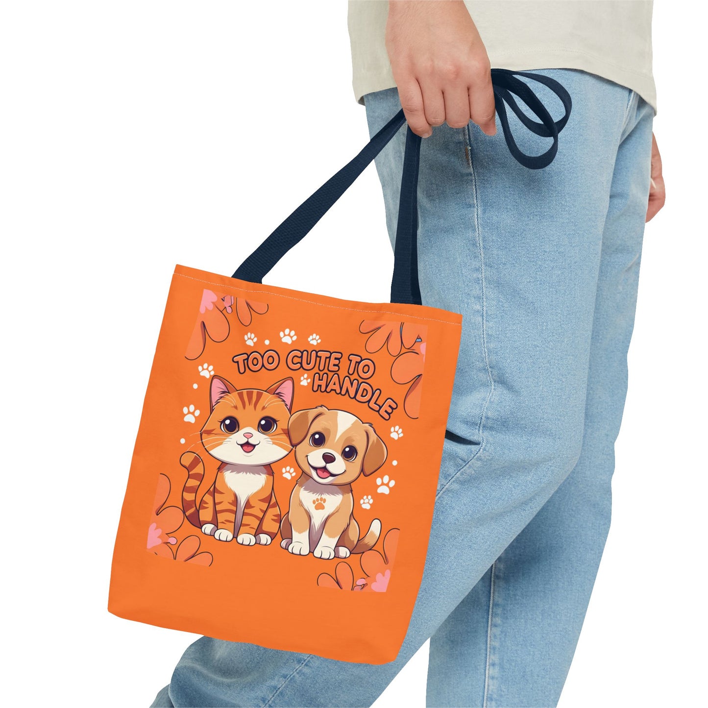 Adorable Pet Lovers Tote Bag, Cute Cat and Dog Design, Perfect Gift for Animal Lovers, Everyday Carry, Pet Adoption Day