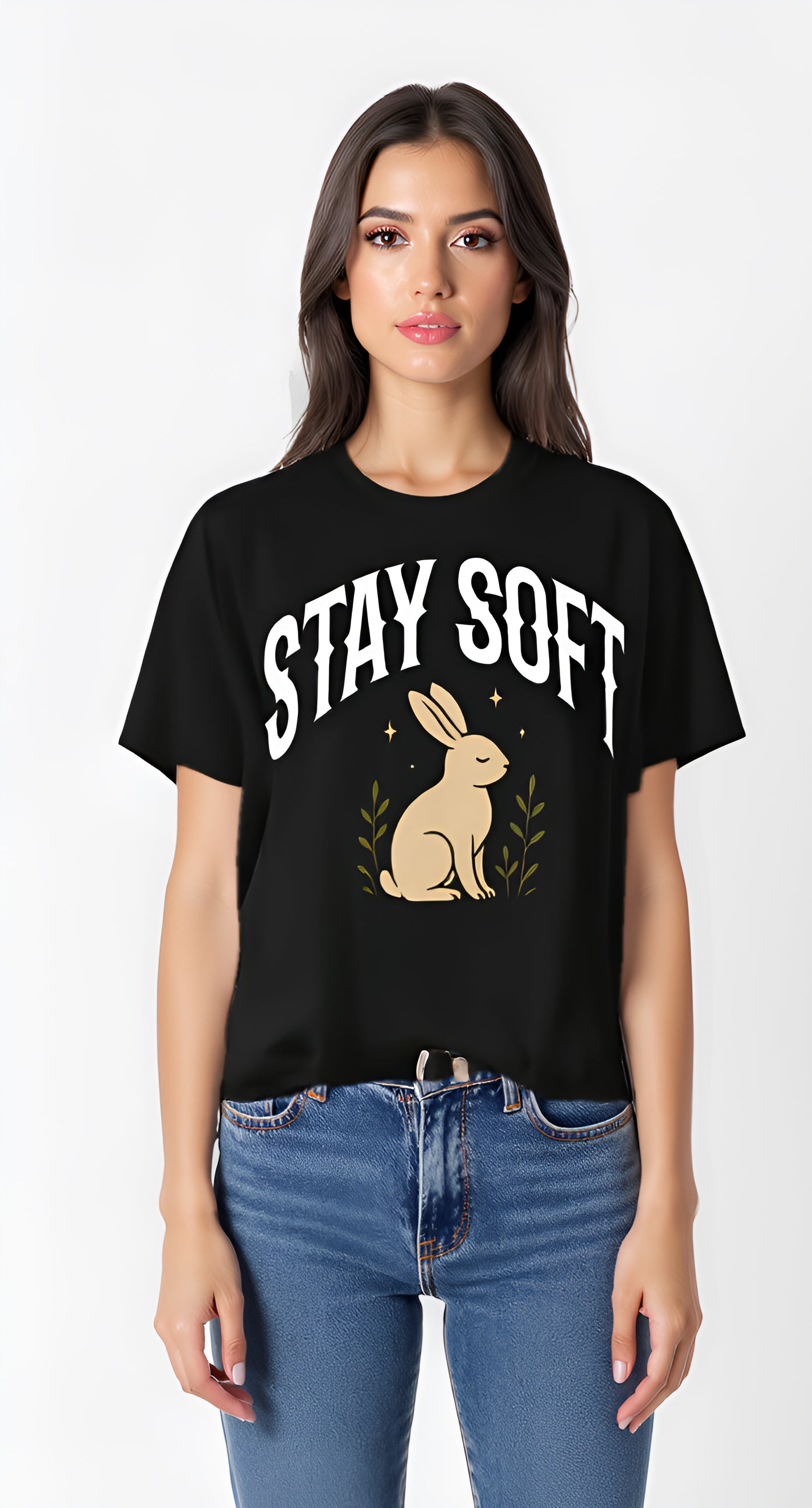 Stay Soft Unisex Garment-Dyed T-Shirt, Cute Rabbit Design Tee for Animal Lovers, Cozy Casual Wear, Gift for Friends, Nature Vibe Clothing