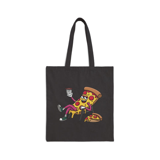Pizza Lover's Funny Cotton Canvas Tote Bag, Durable Grocery Bag, Eco-Friendly Tote, Gift for Pizza Fans, Fun Bag for Everyday Use