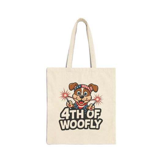Patriotic Dog-Themed Cotton Canvas Tote Bag, 4th of July Shopping Bag, Cute Pet Lover Gift, Summer Totes, Eco-Friendly Bags