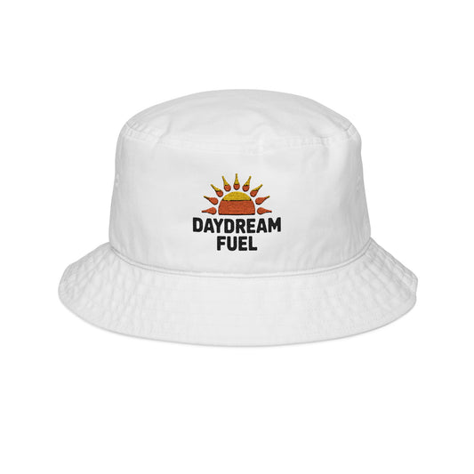Daydream Fuel Embroidered Bucket Hat - Trendy Sun Hat for Summer, Festival Wear, Beach Accessory, Gift for Dreamers