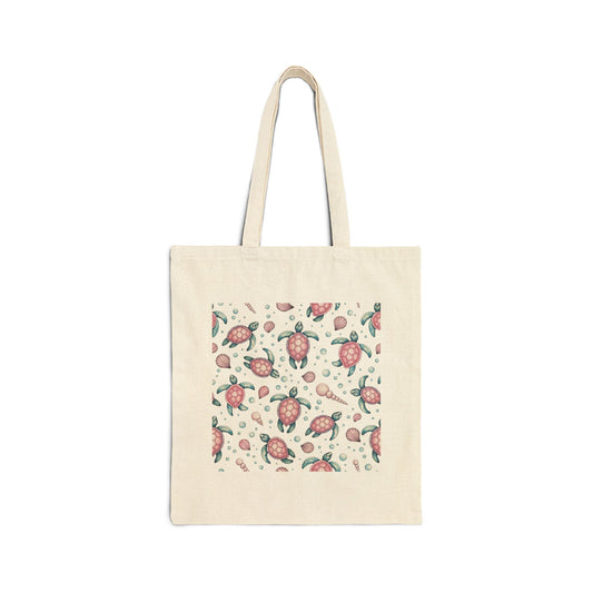 Eco-Friendly Sea Turtle Cotton Canvas Tote Bag, Reusable Grocery Bag, Beach Tote, Gift for Ocean Lovers, Eco-Conscious Shopping