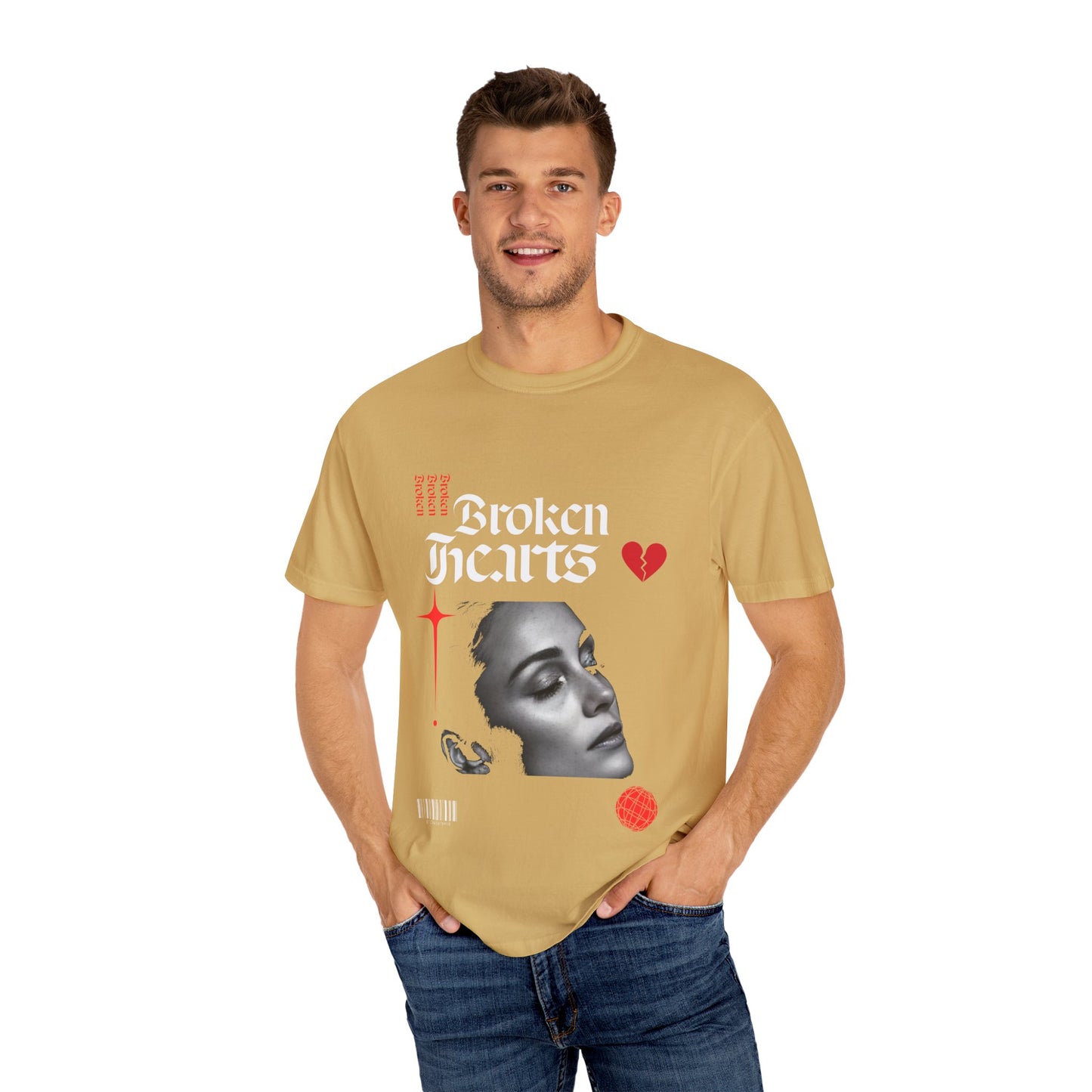 Broken Hearts Unisex Garment-Dyed T-Shirt - Trendy Graphic Tee for Casual Looks
