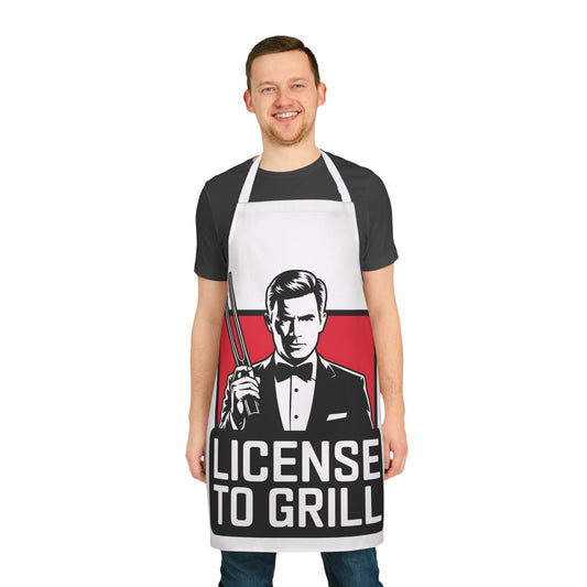 Funny BBQ Apron - License to Grill with 5-Color Straps
