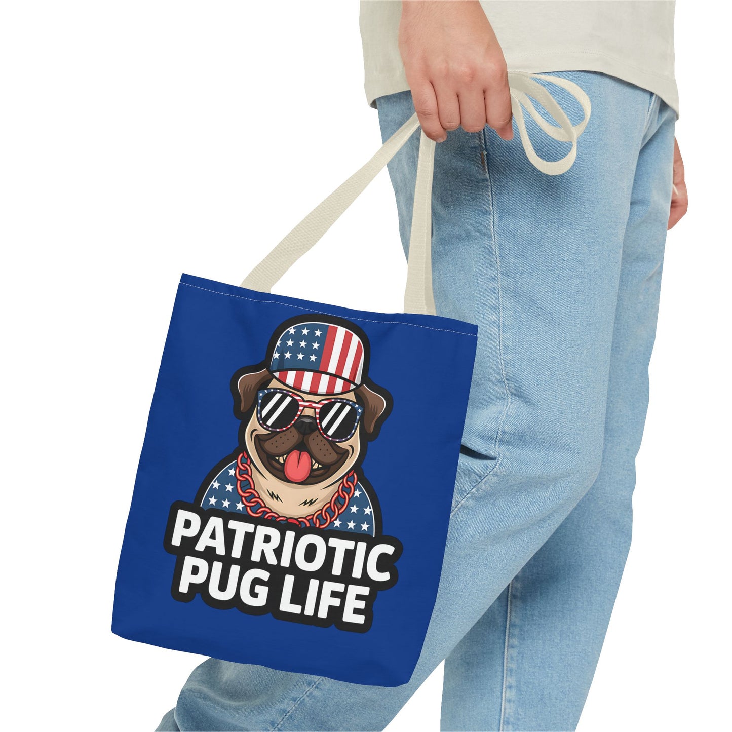 Patriotic Pug Tote Bag, Fun Dog Lover's Accessory, Perfect for Independence Day or Any Celebration